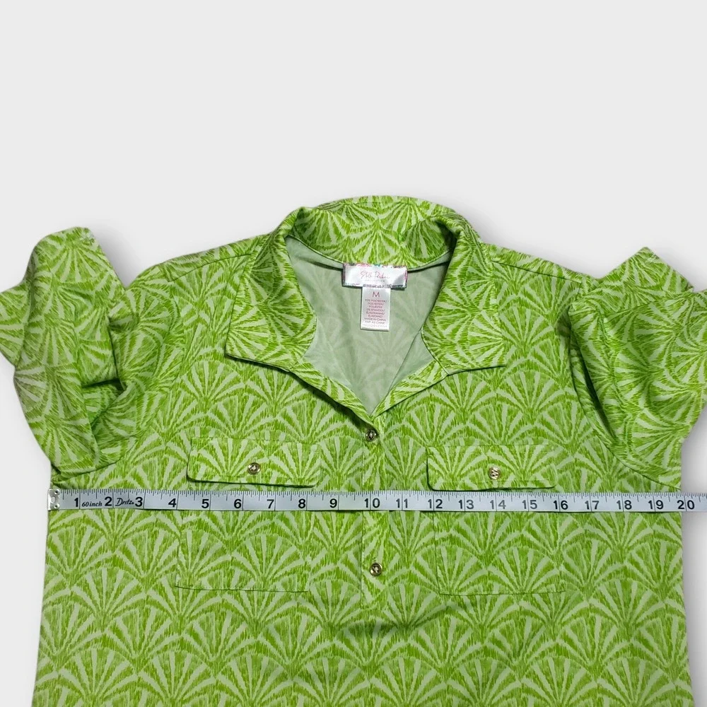 Stella Parker Collection Green Palm Geometric Print Preppy Shift Dress Medium